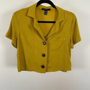 Forever 21 | Mustard Button-Down Cropped Top